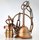 E27 Lampen Kettenpendel antik fume 1m lang mit Metall Baldachin Tulpenform