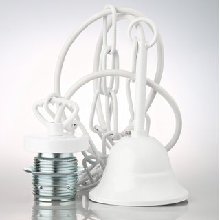 E27 Lampen Kettenpendel weiß 1m lang mit Metall Baldachin Tulpenform