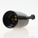 E27 Lampen-Fassung Bakelit schwarz mit Drehschalter, Glattmantel und M10x1 Gewindeaufnahme