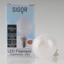 Sigor E14 LED Filament Tropfenlampe matt 4,5W = (40W)...