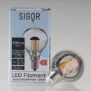 Sigor E14 LED Filament Kopfspiegellampe silber 4,5W=(35W)...