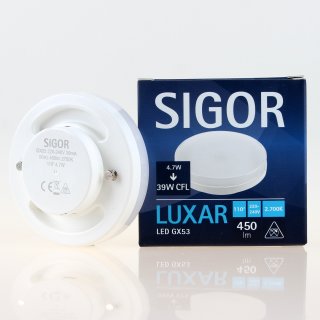 Sigor GX53 LED Leuchtmittel 4.7W = (39W) 450lm warmweiß 2700K