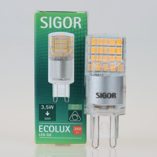 Sigor G9 LED Leuchtmittel Lampe Ecolux 3.5W/240V = (30W) 350lm warmweiß dimmbar