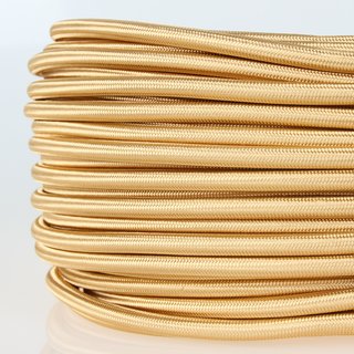 Textilkabel-Stoffkabel gold 3-adrig 3x0,75 mit Stahlseil...