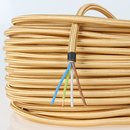 Textilkabel-Stoffkabel gold 3-adrig 3x0,75 mit Stahlseil...