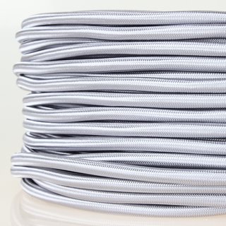 Textilkabel-Stoffkabel silber 3-adrig 3x0,75 mit...