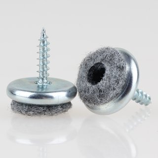 Filzgleiter 18 mm Metall mit Schraube für Holzstühle