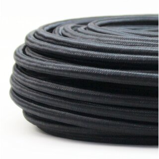 Textilkabel schwarz 3-adrig 3x1,5 mm² Schlauchleitung 3G 1,5 H05VV-F textilummantelt