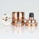 E27 Vintage Lampenfassung Metall Bronze mit Zugentlastung und 2 Schraubringe