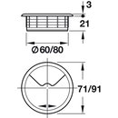 Häfele Kabeldurchführung Kabeldurchlass rund 60mm Kunststoff braun