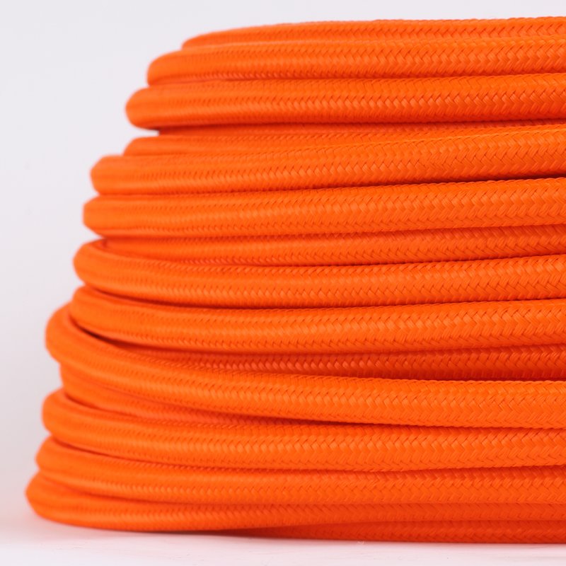 Stoffkabel Meterware Farbe Orange 2 adrig 2 x 0,75 mm² verseilt Textilkabel 
