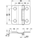 Häfele Mittelscharnier für Faltschiebetüren 50x50mm verzinkt