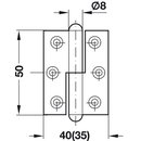Häfele Aufschraubband Scharnier 50x40mm matt vernickelt Anschlag rechts