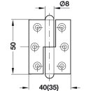 Häfele Aufschraubband Scharnier 50x40mm matt vernickelt Anschlag links