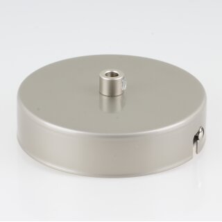 1-Loch Lampen-Baldachin Metall 100x25mm Nickel matt mit Zugentlaster für 1 Lampenpendel