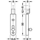 Häfele Möbelriegel Riegel gekröpft 50x13mm vernickelt