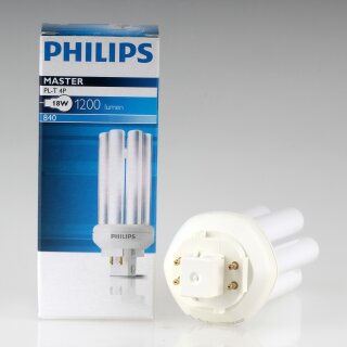 Phillips Master PL-T 4 Pin 18W/840 Kompakt-Leuchtstofflampe Sockel GX24q-2 Länge 112mm 1200 Lumen