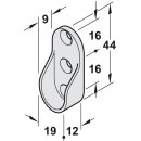 Häfele Schrankrohrlager Kleiderstangen-Halterung für Schrankrohr oval 30x15mm 3 Schraublöcher Aluminiumfarbe