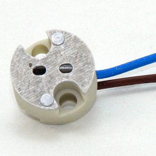 12V Niedervolt Halogen Fassung  G4-GY6,35 mit 1 Meter Kabel mit PTFE Isolation T300 hitzebeständig bis 250° C