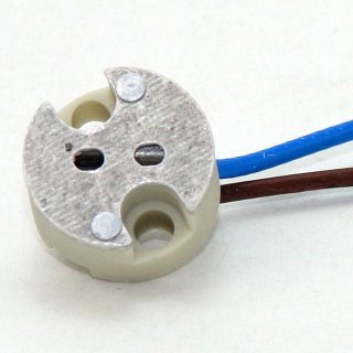 12V Niedervolt Halogen Fassung  G4-GY6,35 mit 2 Meter Kabel mit PTFE Isolation T300 hitzebeständig bis 250° C