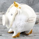 Spardose Luxus Sparschwein "Luxury Pig" Höhe 12cm weiß aus Keramik