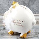 Spardose Luxus Sparschwein "Luxury Pig" Höhe 12cm weiß aus Keramik