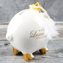Spardose Luxus Sparschwein "Luxury Pig" Höhe 12cm weiß aus Keramik