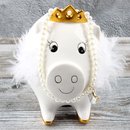 Spardose Luxus Sparschwein "Luxury Pig" Höhe 12cm weiß aus Keramik