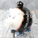 Spardose Sparschwein "Grillkönig" Höhe 15cm aus Keramik