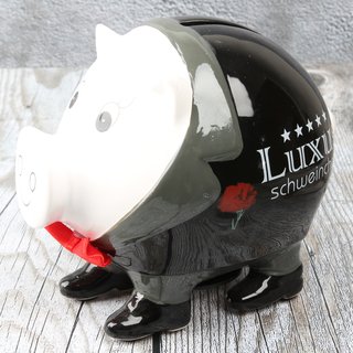 Spardose Luxus Sparschwein "Luxury Pig" Höhe 12cm aus Keramik schwarz