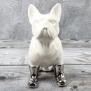 Spardose Hund "Funny Bulldog" französische Bulldogge Höhe 19cm aus Keramik weiss silber