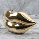 Spardose Lippen "The Kiss" Länge 20cm aus Keramik gold