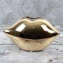 Spardose Lippen "The Kiss" Länge 20cm aus Keramik gold