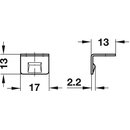 Häfele Schließwinkel mit Wulst für Möbelriegel 17x13mm vermessingt