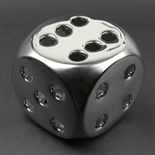 Deko Keramik Würfel "Lucky Dice" 9,5x9,5cm silber