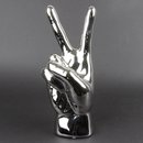 Deko Keramik Hand "Peace" 24,5cm silber