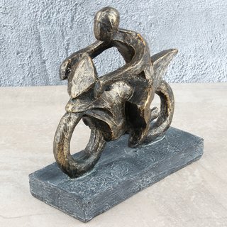 Deko Design Skulptur Motorradfahrer "Motorrider" aus Polyresin 13x13cm