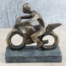Deko Design Skulptur Motorradfahrer "Motorrider" aus Polyresin 13x13cm