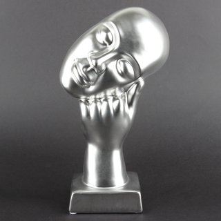 Deko Design Skulptur denkendes Gesicht "Thinking Two" aus Keramik 30cm