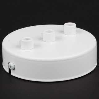 Lampen Metall Baldachin 100x25mm weiß für 3 Lampenpendel mit Zugentlaster aus Metall