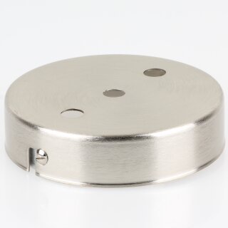 3-Loch Lampen-Baldachin Metall 100x25mm Edelstahloptik ohne Zugentlaster für 3 Lampenpendel