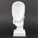 Deko Design Skulptur denkendes Gesicht "Thinking Three" aus Keramik weiß 30cm