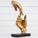 Deko Design Skulptur "Two Hands" aus Polypropylen 29cm gold