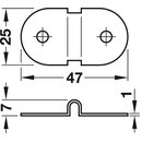 Häfele Plattengriff für Zargentische aus Stahl 47x25mm vernickelt