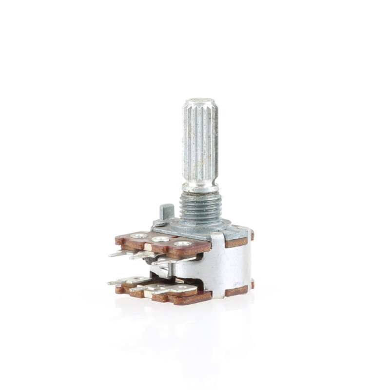 WITTKOWARE Stereo-Potentiometer 470 KOhm Linear – 20 Mm, Mit Langer 6x42 Mm Achse, 0,4 W, Inkl. Mutter, Für Audio & Hifi