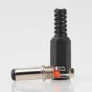 DC Stecker Kunststoff 5.5mm AD 2.5mm ID mit Knickschutz SL 13mm