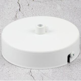 1-Loch Lampen-Baldachin Metall 100x25mm weiß mit Zugentlaster Metall für 1 Lampenpendel