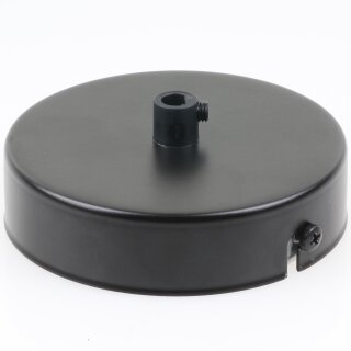 1-Loch Lampen-Baldachin Metall 100x25mm schwarz mit Zugentlaster Kunststoff für 1 Lampenpendel