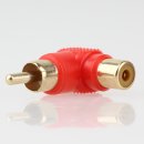 Audio-Adapter Cinchstecker auf Cinch Kupplung rot 90° Winkel