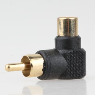 Audio-Adapter Cinchstecker auf Cinch Kupplung schwarz 90° Winkel